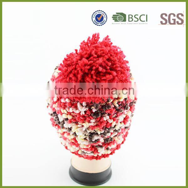 pom pom baggy knitted beanie,custom knitted cuff beanie hat,knit hat with ball top