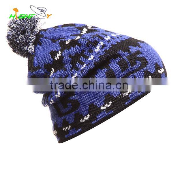 wholesale/Custom Acrylic material for knited cap With Top Ball/plush Beanie Hat for women/simple