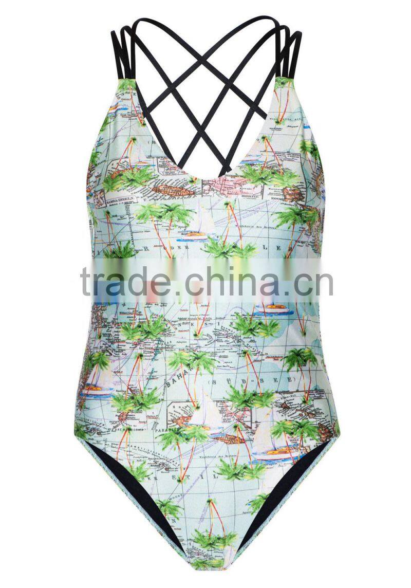 2015 Popular Designer Printing Women Swimwear Sexy Siamese Bikini Wholesale Swim Wear