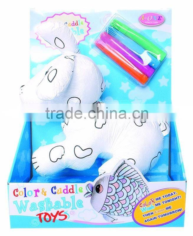 DIY Toy Coloring Washable Cute Dog with 4 Markers