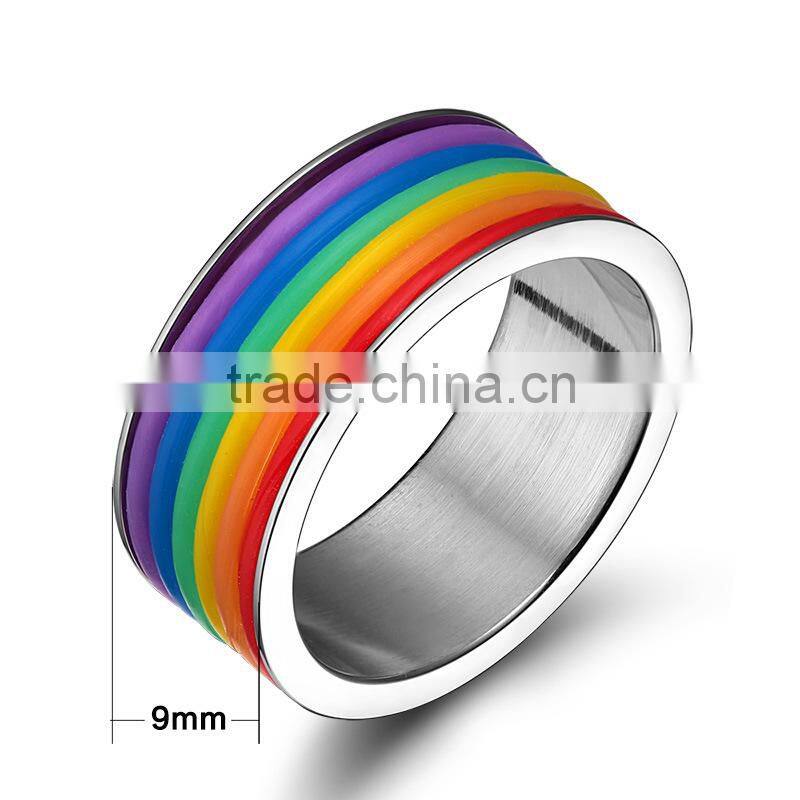 2015 July Gay Men Ring Rainbow stainless steel Ring wholesale