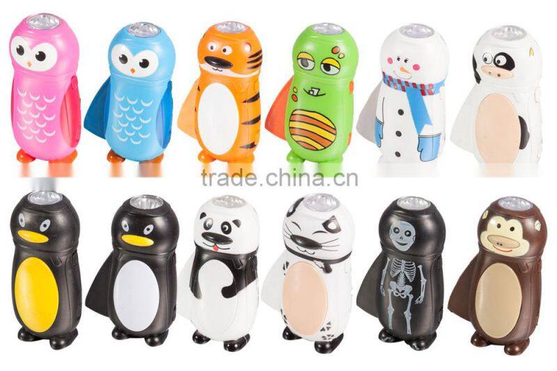 1 LED various animals novelty and cute designs dynamo torch hand charge torch light
