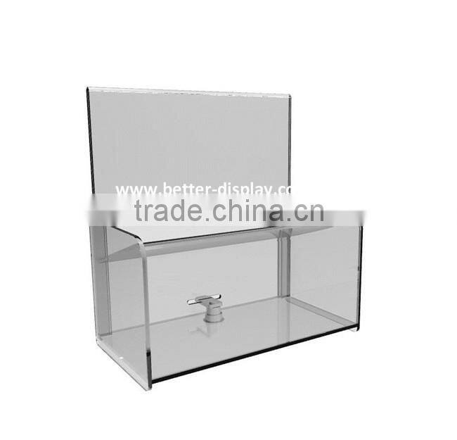 clear PMMA acrylic Plexiglass donation boxes