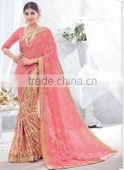 Sweet Red Viscose Georgette Saree/indian designers saree online shopping