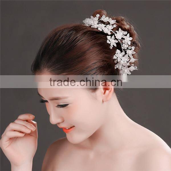 MYLOVE Pearl Beads Crystal Flower Tiara Jewelry Hair Band Clip Headband Wedding Party MLF125