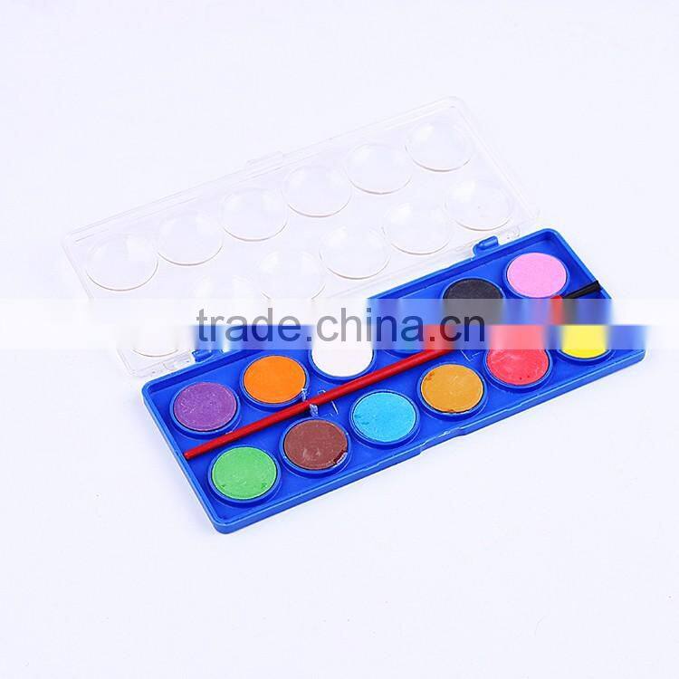 Wholesale 12pcs mini solid powder paint watercolor cakes set professional quality for kids painting
