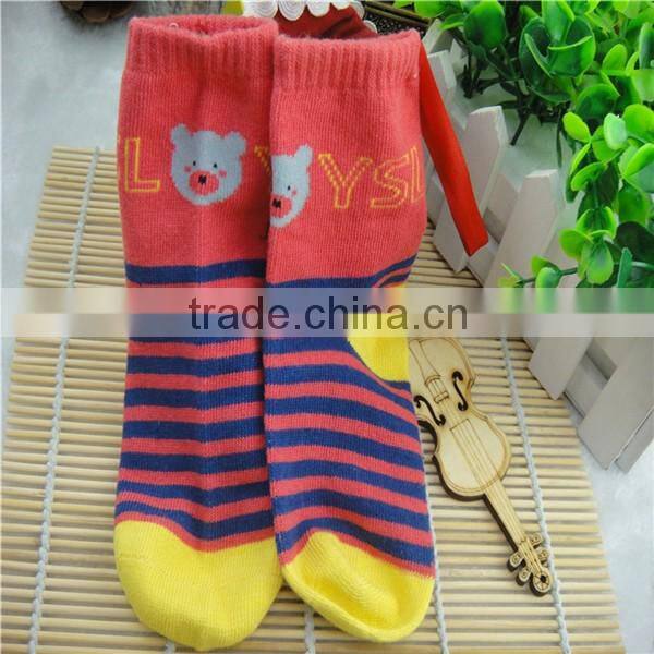 Factory Custom 0-3years old baby socks stripe red and blue color cute socks