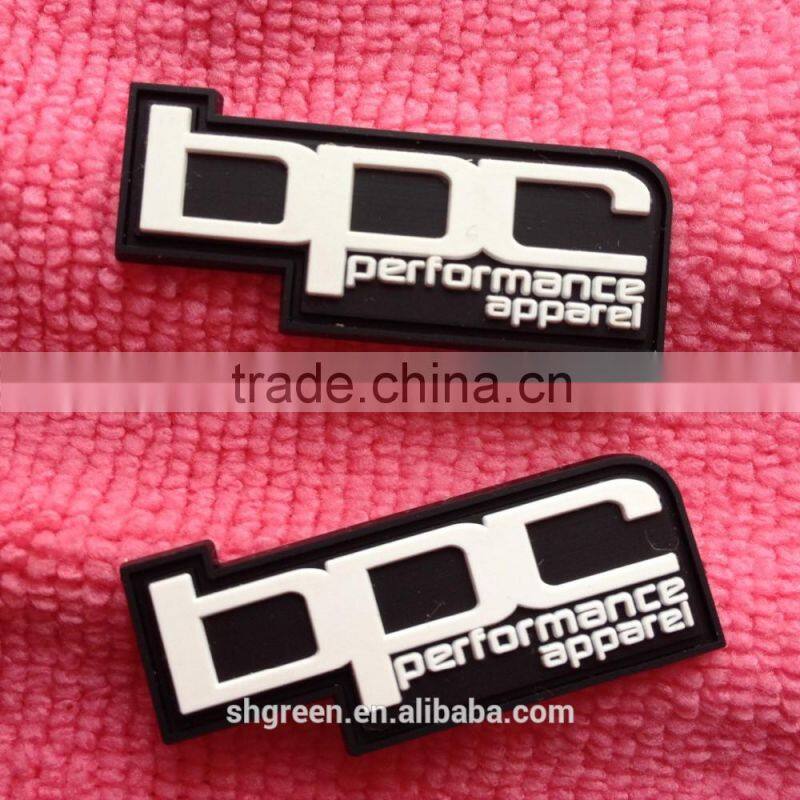 Delicate design soft feeling PVC rubber label with sewing lines border