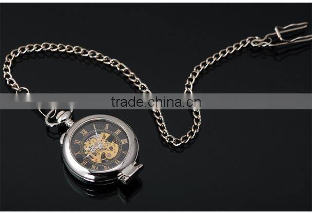 Fashion Men Analog Mechanical Roman Numerals Pocket Watch