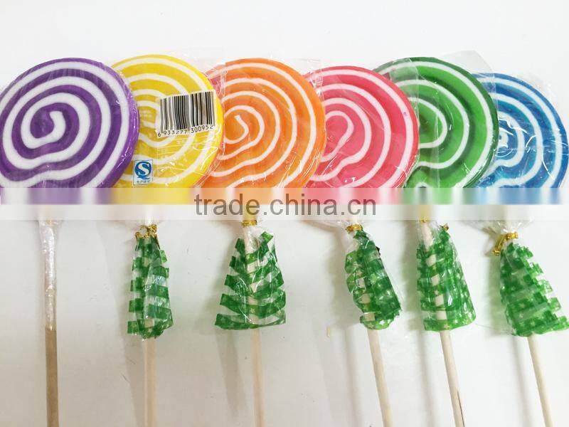 80g twisted round flat lollipop candy