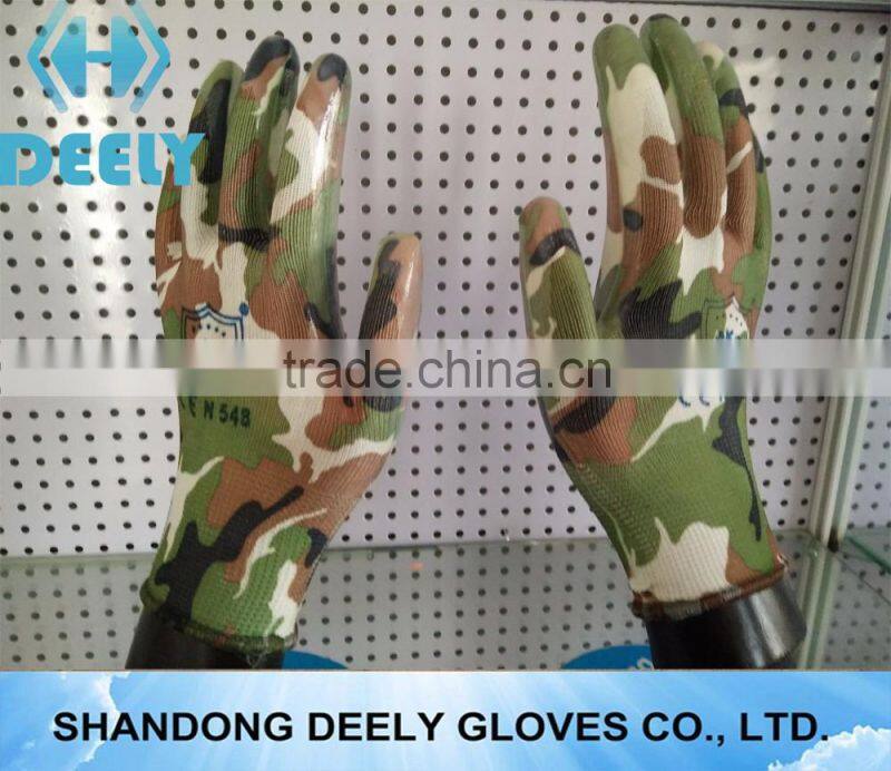 13Gauge Transparent Nitrile Fully Coated Gloves with Printing Liner for Garden