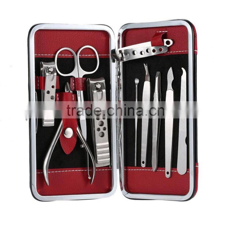 Bonvatt 9 pcs red stainless steel manicure set stainless steel manicure set
