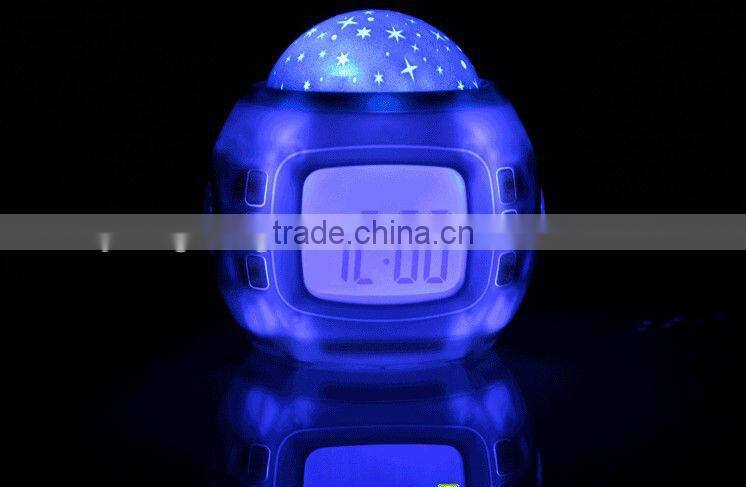 pretty decorative table desk digital LED star projector alarm clock