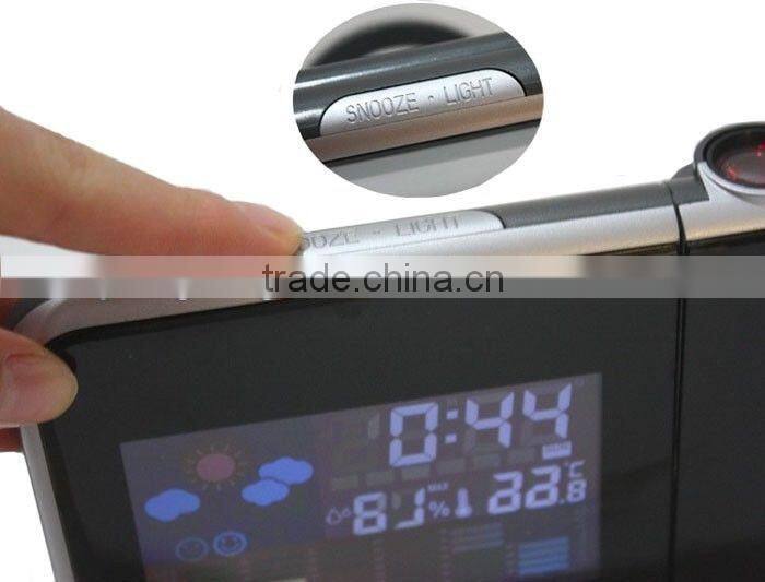 digital LCD weather projection alarm clock with colorful backlight