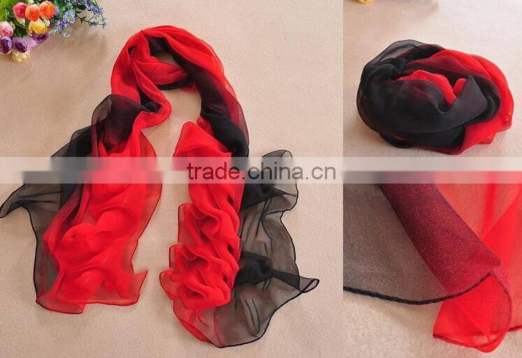 Wholesale Cheap Fashion Chiffon Scarf Womens High Quality Gradual Colors Chiffon Georgette Silk Scarves Shawl Female Long Design