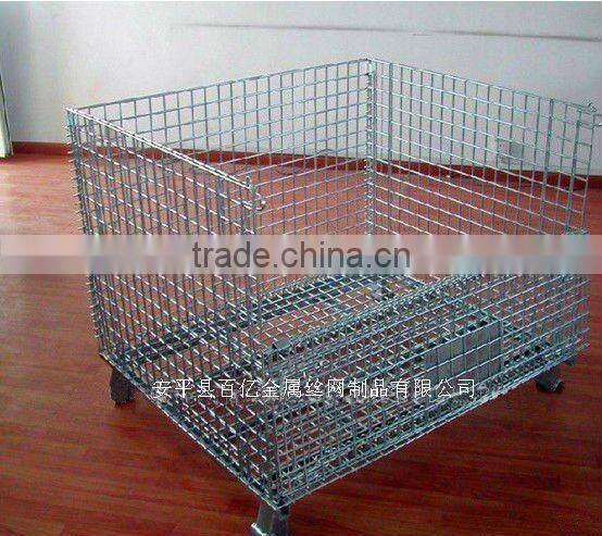 Large Capacity Foldable Galvanized Storing Cage Using In Supermarket