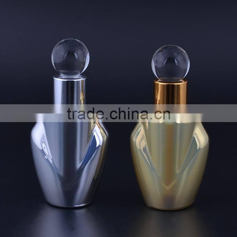 MUB New Design Silver Gold Colored UV Gel Dropper Glass Bottle With Glass Stick Cap