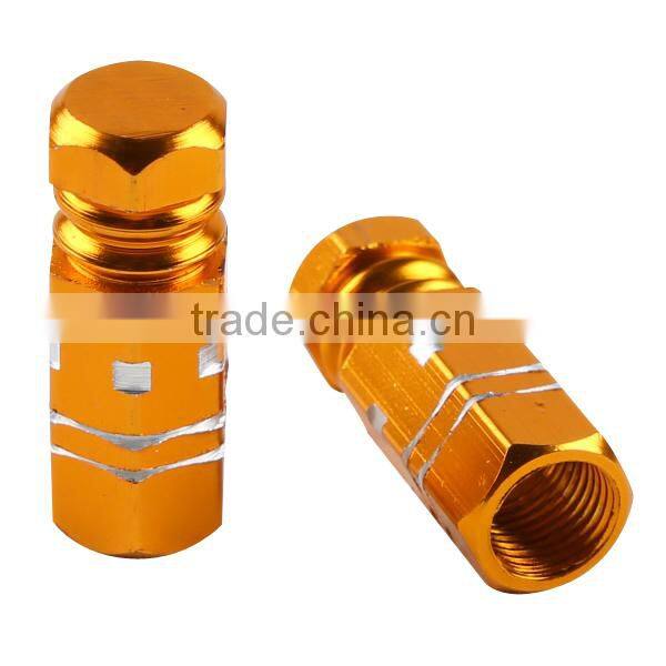 Aluminum 2X/a Set Gold Motorcycle Wheel Tire Valve Stem Caps Universal 27*8mm