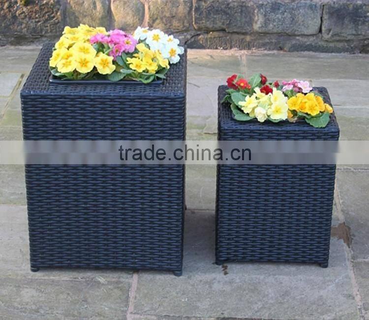 2-pc square shape planter box plastic rattan big outdoor garden flower pot