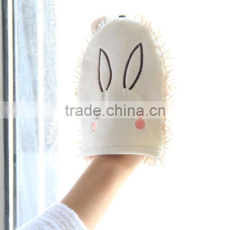 Microfiber Chenille Cleaning Glove with embroidered rabbit