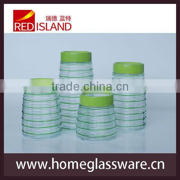 wholesale 1set glass canister jar with plastic lid and hand painted