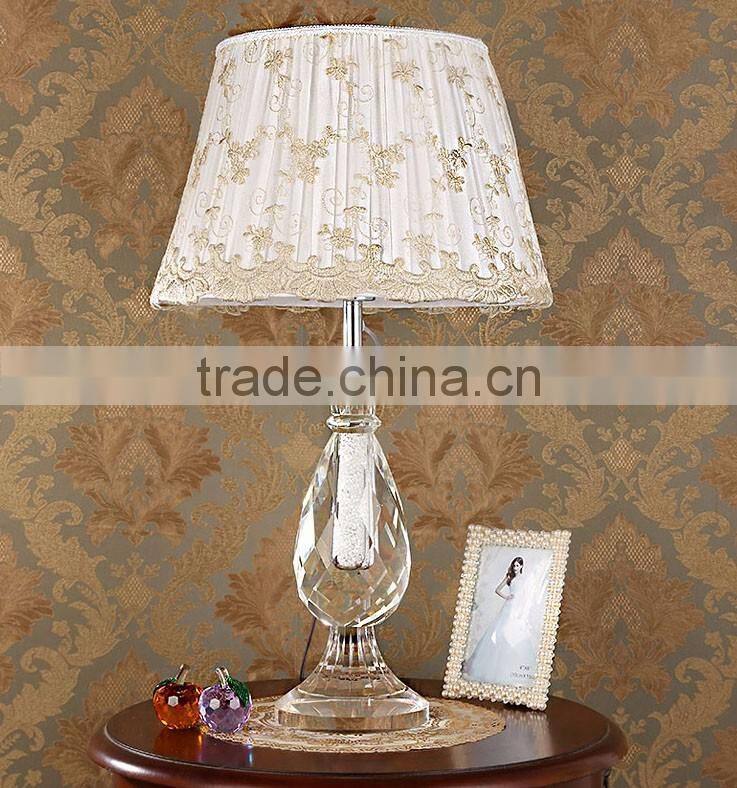 Graceful lace lampshade clear K9 crystal table lamp