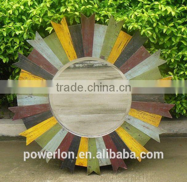Outdoor Decor Mirrors Colorful Wooden Frame Garden Mirrors