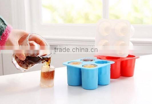 New Design 4 holes silicone ice cube tray &custom silicone shot glass ice tray &silicone shot glass/ice mould
