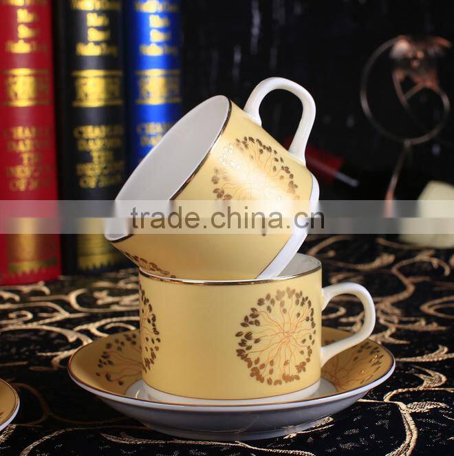 Fine china porcelain luxury 15pcs 17pcs coffee tea set arabic coffee cup table set with godeln decal