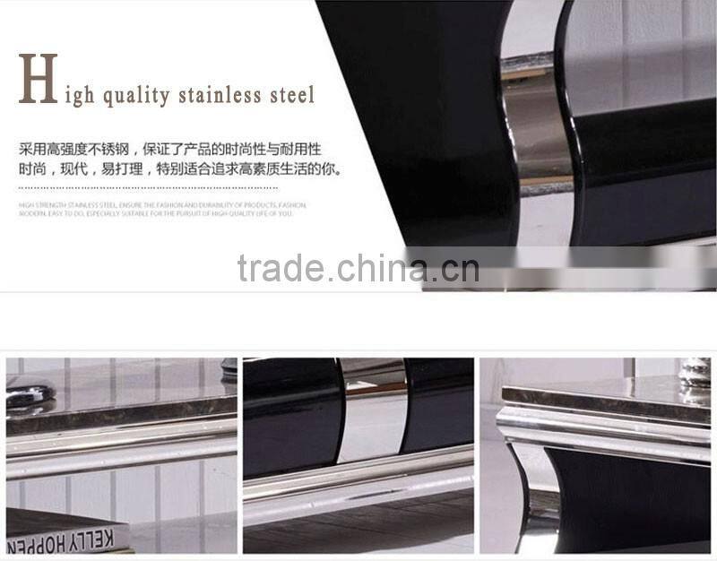 E1073 royal luxury high gloss stainless steel TV stand/cabinet design with marble top