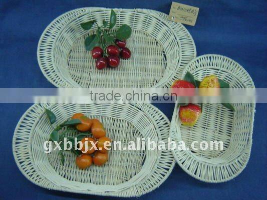 Egg shaped rattan iron frame storage oval fruit tray