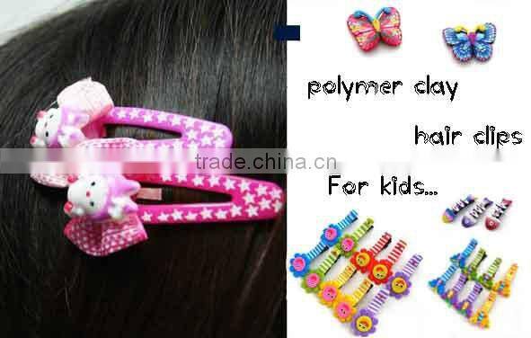 clay hair clip/grips wiht beautiful and colorful design