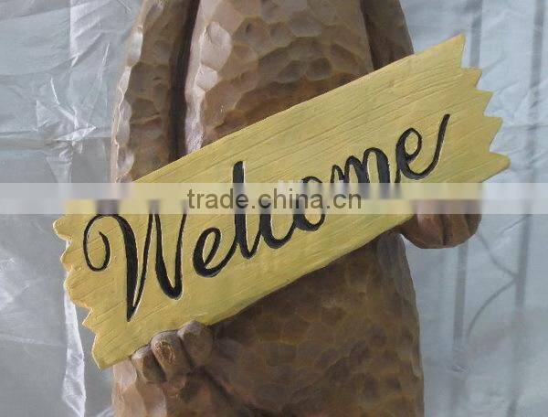 Welcome door decoration fiberglass life size garden bear statue