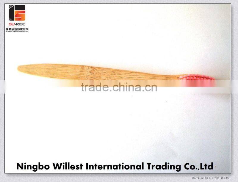 high quality bamboo toothbrush with soft pink bristle