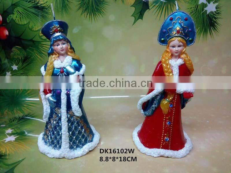 christmas beautiful girl carved candle deocration