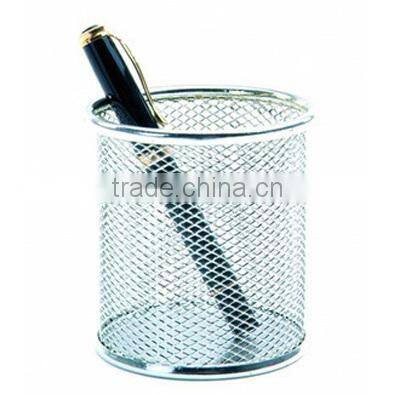 2013 high quality 9.0cm gold color metal round metal pen pot holder