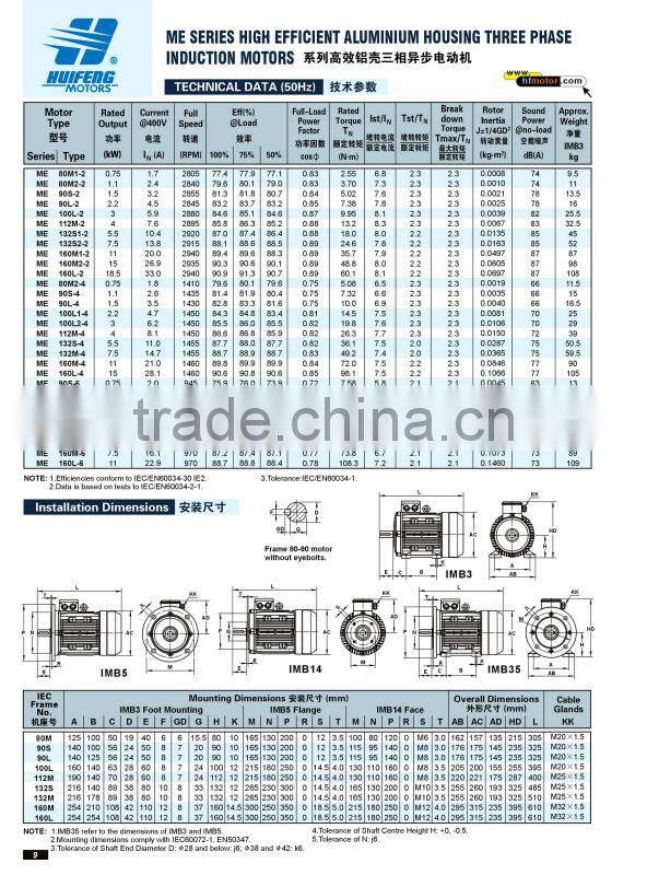Three Phase IE2 400V AC B5 VFD Motor
