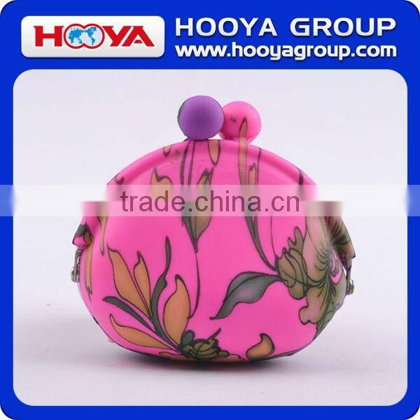 BG48516 Trendy personalized flower printed silicone coin purse clasp wallet