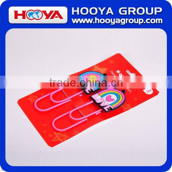 promotional decorative shaped jumbo PVC fancy paper clip bookmarker