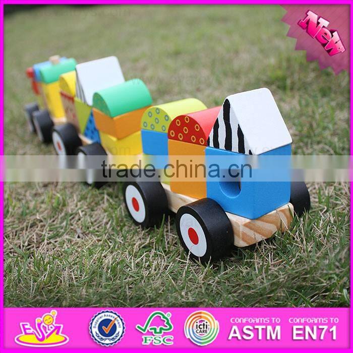 2016 new products kids wooden building blocks train set W04A265