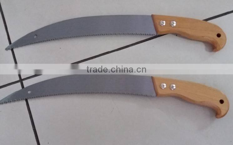 12" curved pruning saw with good quality big wooden handle
