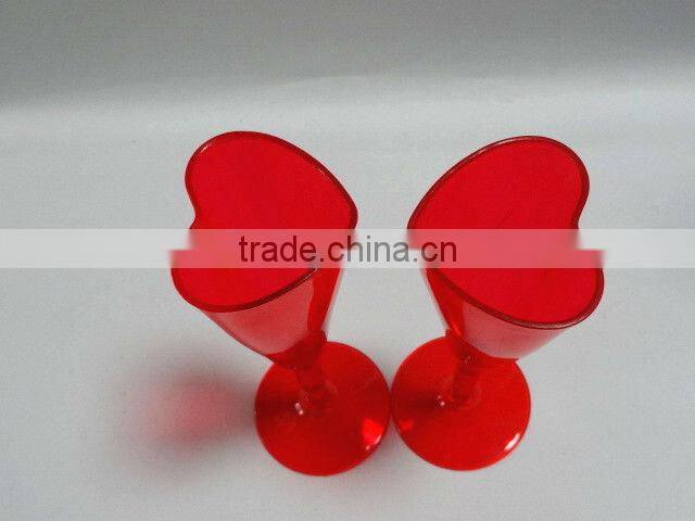 2014 valentine's day loving heart Disposable plastic champagne glasses/plastic ps goblet set for valentine's day