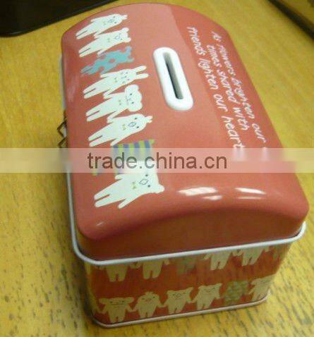 Dome Lid Tin Coin Bank with Lock Set