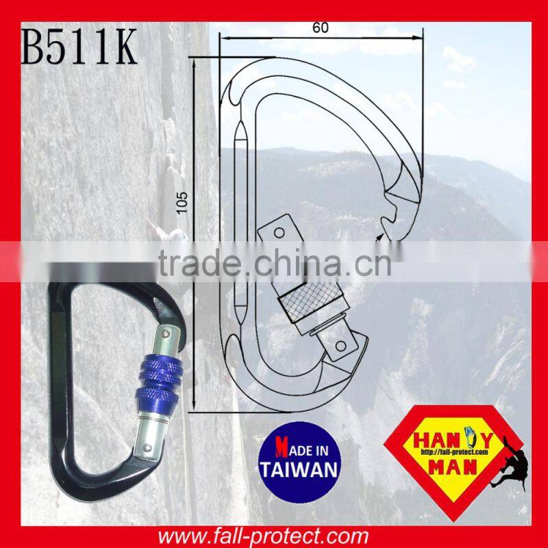 23KN Bent Gate Mountain Rock Climbing Aluminum Carabiner With Hook