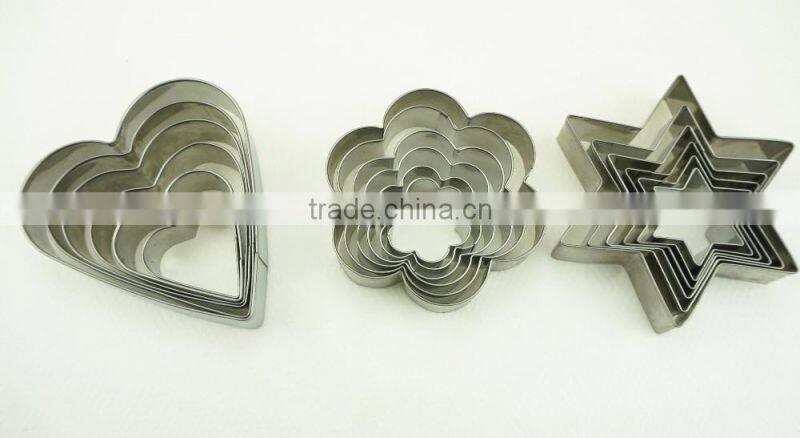 47033 18 pcs star heart flower Shape Cake cookie cutter ,fondant cake decorating tools