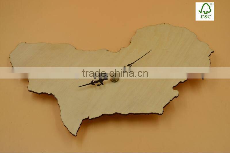 2015 new design|wood wall clock|country shap wall clock|home decor|wood handicraft