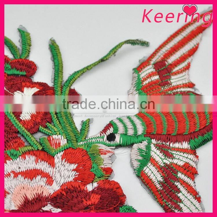3D bird flower embroidery patch for clothing WEF-535