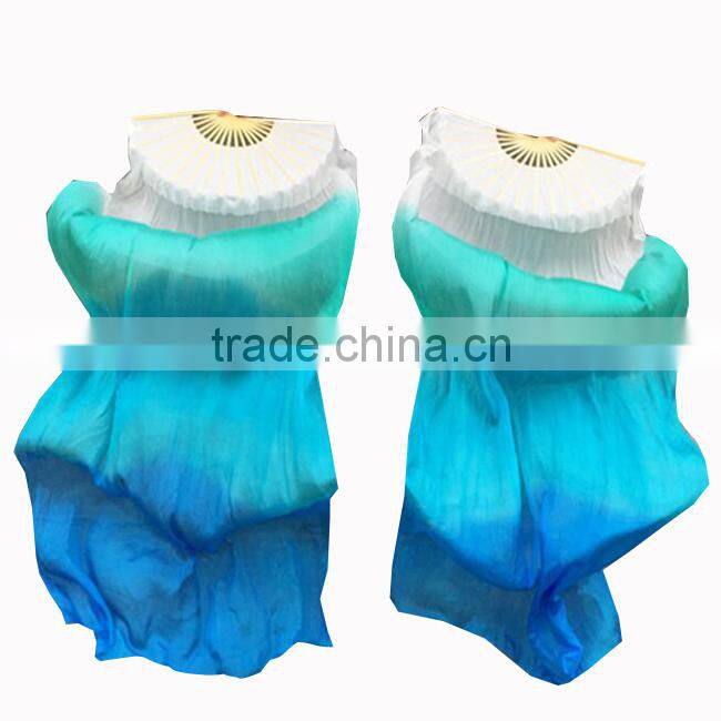 180CM 150CM 100% silk belly dance silk fan veils ombre silk fan veils