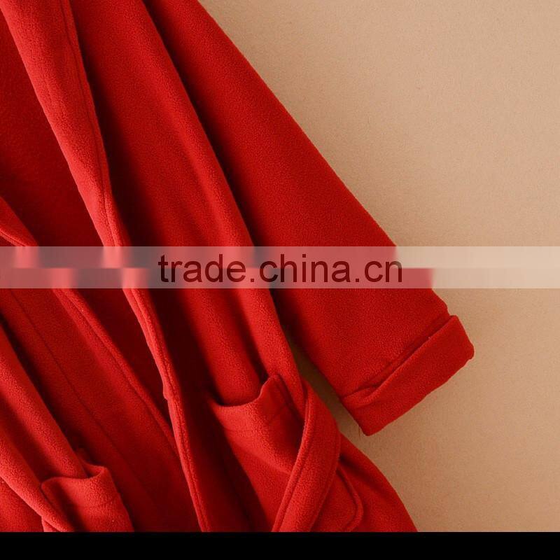 100% polyester women's micro fleece bathrobe, polar fleece bathrobe,nightwear gown