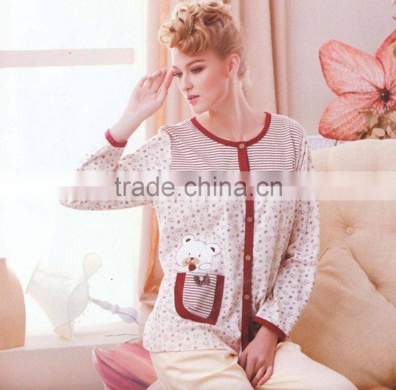 Hot selling Chrismas adult woman cotton pyjamas fashion design nigtwear for woman